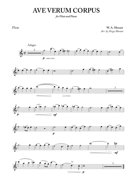 Ave Verum Corpus for Flute and Piano (arr. Diego Marani)