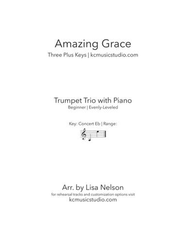 Amazing Grace - Trumpet Trio with Piano Accompaniment (arr. Lisa Nelson)