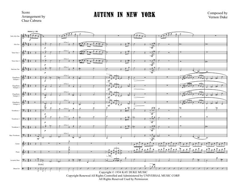 Autumn In New York (arr. Chaz Cabrera)