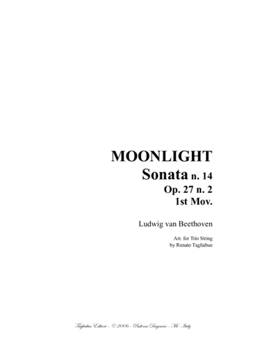 MOONLIGHT SONATA - For String Trio - 1st Mov. - With parts (arr. Renato Tagliabue)
