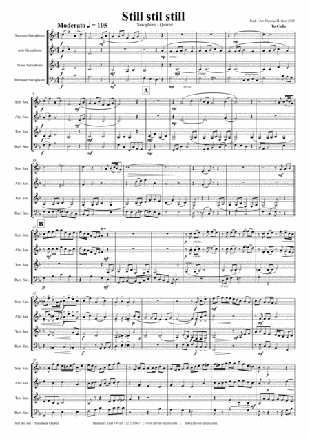 Still Still Still - Christmas song - Saxophone Quartet (arr. Thomas H. Graf)