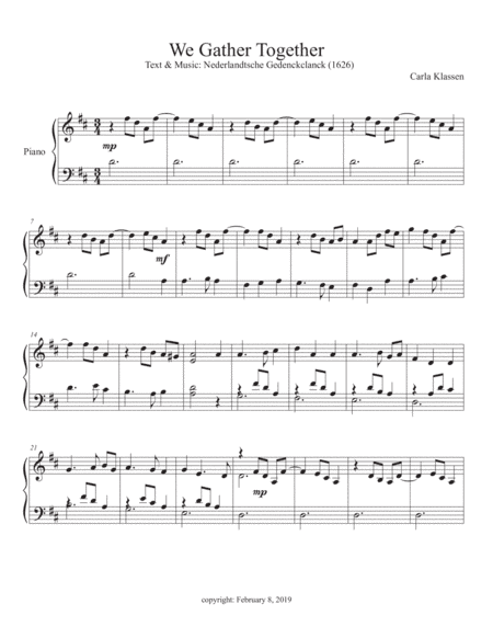 We Gather Together (arr. Carla Klassen)