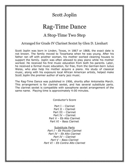 Rag-Time Dance (Clarinets) (arr. Glen D. Lienhart)