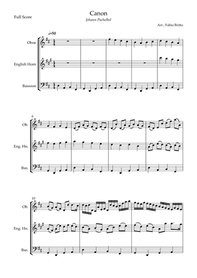 Canon - Johann Pachelbel (Wedding/Reduced Version) for Woodwind Trio (arr. Fabio Britto)