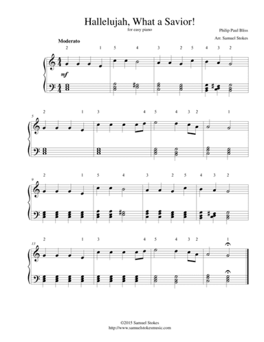 Hallelujah, What a Savior! - for easy piano (arr. Samuel Stokes)
