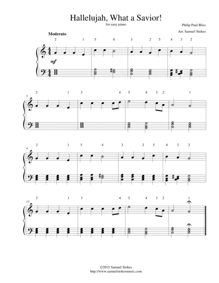 Hallelujah, What a Savior! - for easy piano (arr. Samuel Stokes)