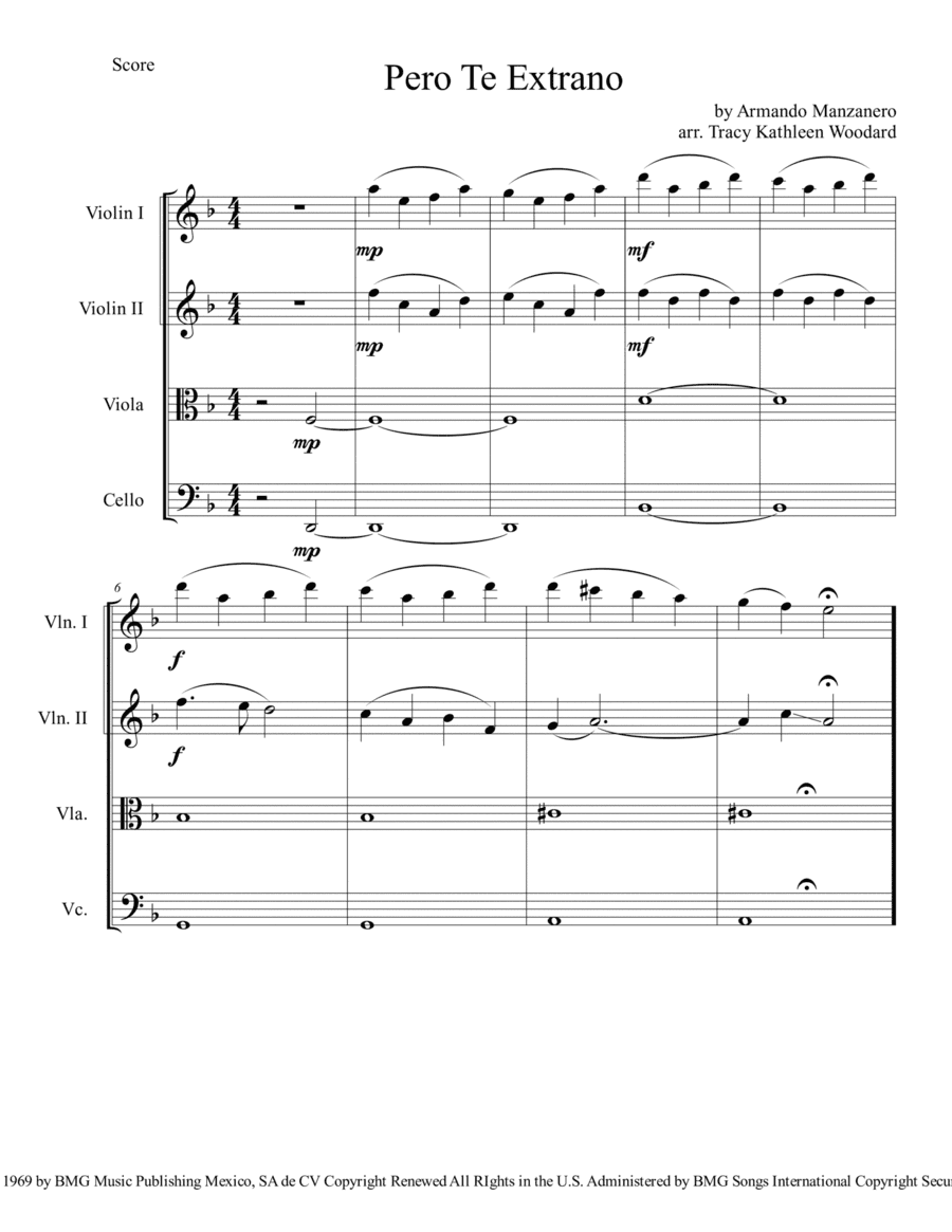 Pero Te Extrano (arr. Tracy Kathleen Woodard)
