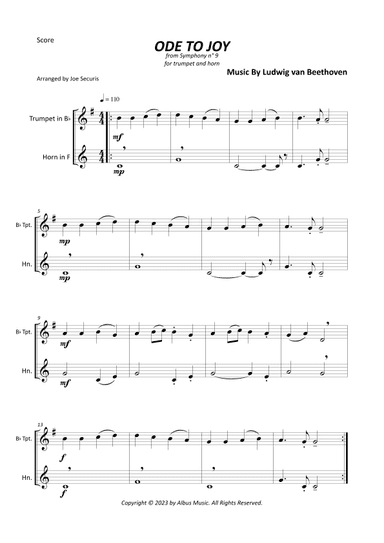 Ode To Joy (arr. Joe Securis)