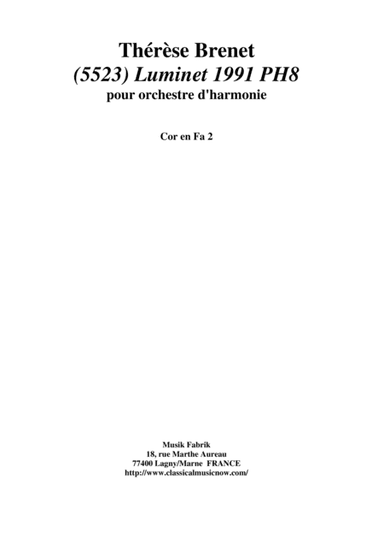 Thérèse Brenet: (5523) Luminet 1991 PH8 for concert band, horn in F2 part