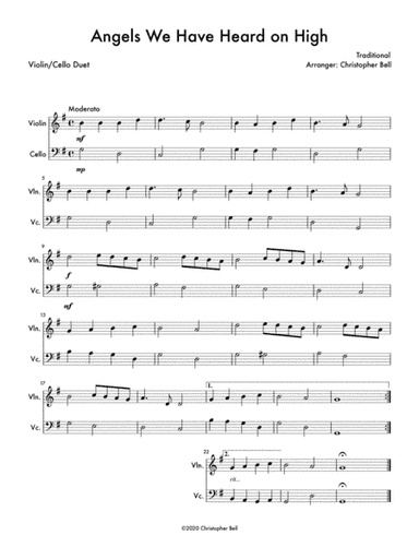 Angels We Have Heard on High - Easy Violin/Cello Duet (arr. Christopher Bell)