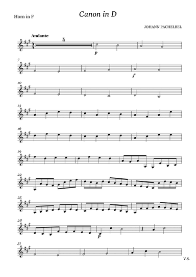 Canon in D for Horn in F (arr. Cássio Silva Chaves)