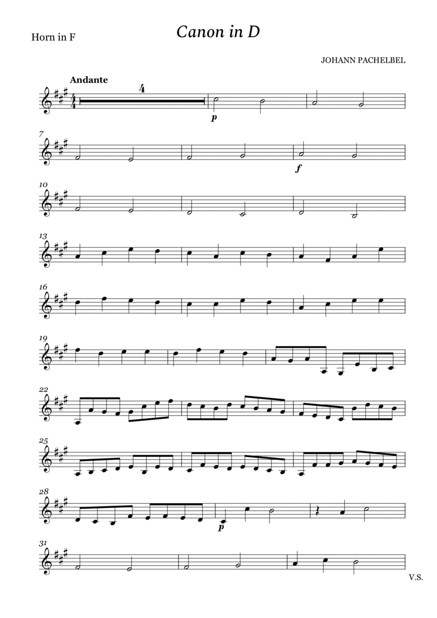 Canon in D for Horn in F (arr. Cássio Silva Chaves)