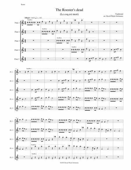 The Rooster's Dead (Le coq est mort) canon for 5 flutes with beatboxing (arr. David Warin Solomons)