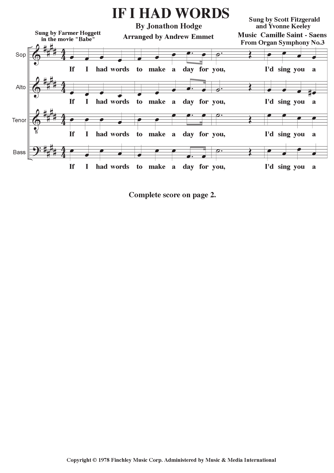 If I Had Words (arr. Andrew Emmet)