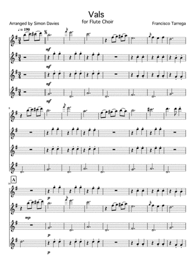 Vals - arranged for Flute Choir (arr. Simon Davies)