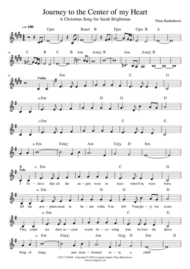 Journey to the Center of my Heart - Melody and Chords