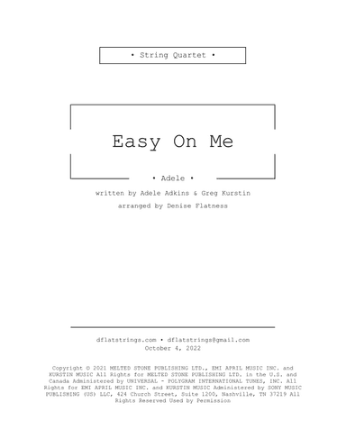 Easy On Me (arr. Denise Flatness)