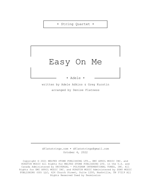 Easy On Me (arr. Denise Flatness)