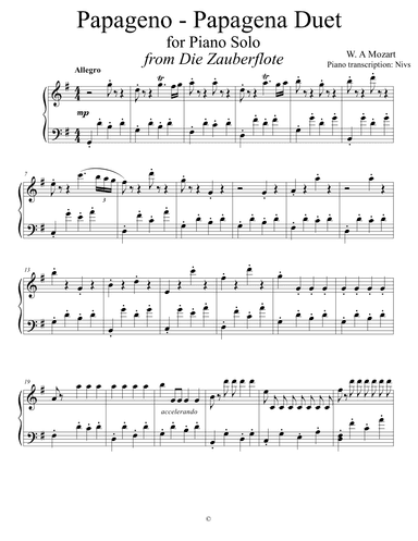 Pa-pa-geno, Pa-pa-gena (arr. Nivs)