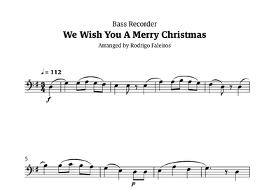 We Wish You a Merry Christmas (for solo bass recorder) (arr. Rodrigo Faleiros)