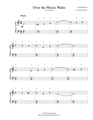 Over the Waves Waltz (Sobre las Olas) - for easy piano (arr. Samuel Stokes)