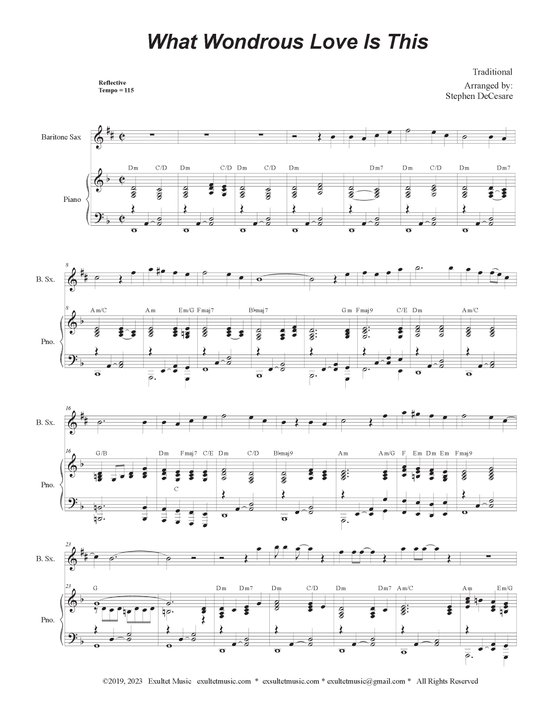 What Wondrous Love Is This (Baritone Saxophone and Piano) (arr. Stephen DeCesare)