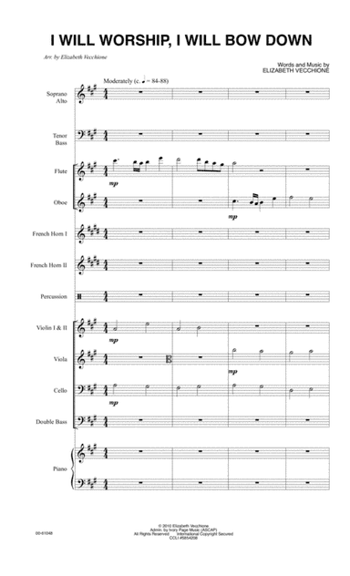 I Will Worship, I Will Bow Down, orchestral score