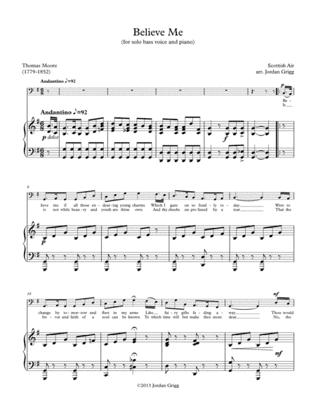 Believe Me (for solo bass voice and piano) (arr. Jordan Grigg)