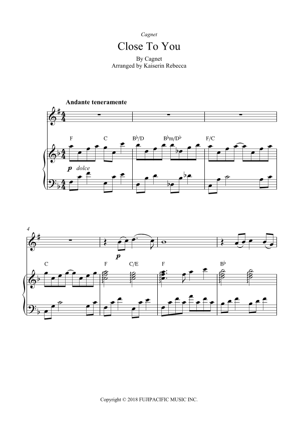 Close To You (arr. Kaiserin Rebecca)
