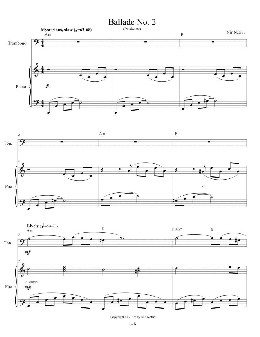 Ballade No.2 Piano & Trombone Duet