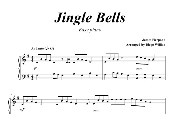 Jingle Bells (in G) (arr. Diego Willian)