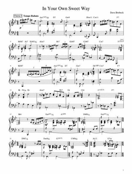 In Your Own Sweet Way (arr. Bill Evans)