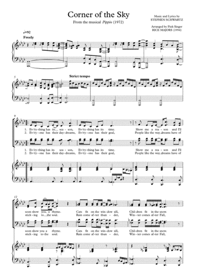 Corner Of The Sky (arr. Michael Derrick)