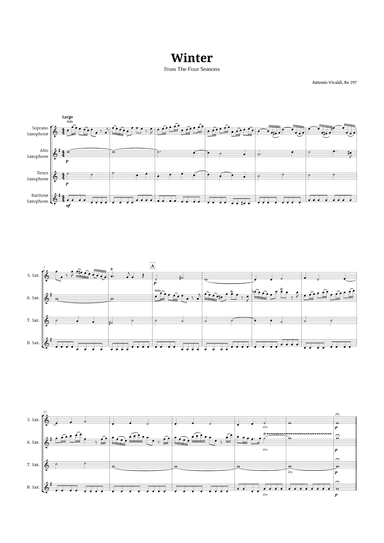 Largo from Winter by Vivaldi for Sax Quartet (arr. Langanho)