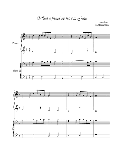 What a friend we have in Jesus. Piano 4 hands (arr. Ester Alessandrini)