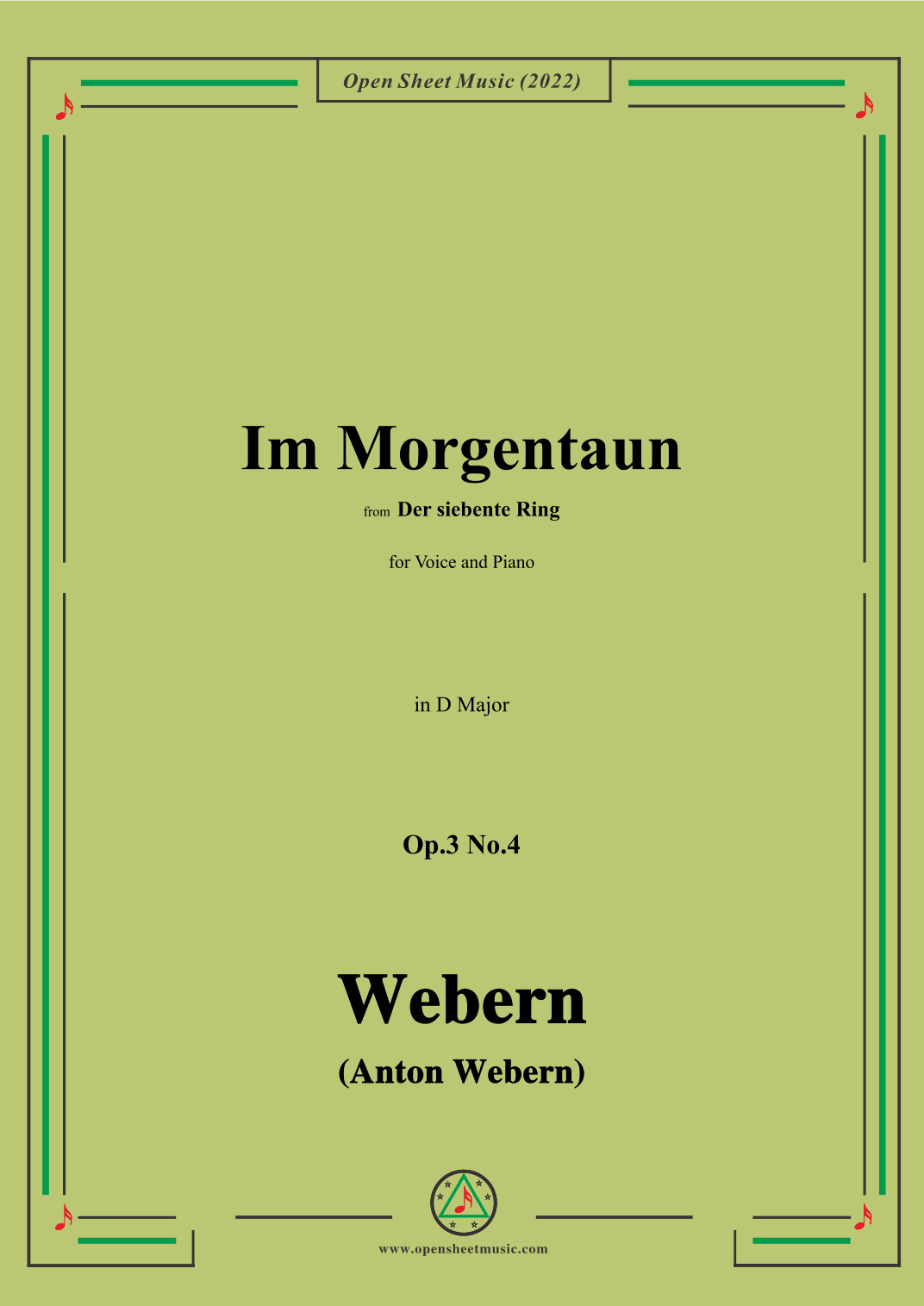 Webern-Im Morgentaun,Op.3 No.4,in D Major (arr. OSM Press)