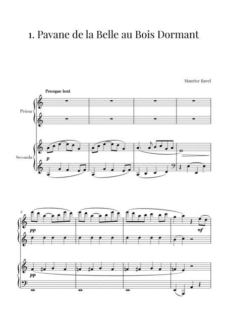 M. Ravel - Pavane de la Belle au bois dormant (for piano 4 hands) (arr. Cadenza Editions)