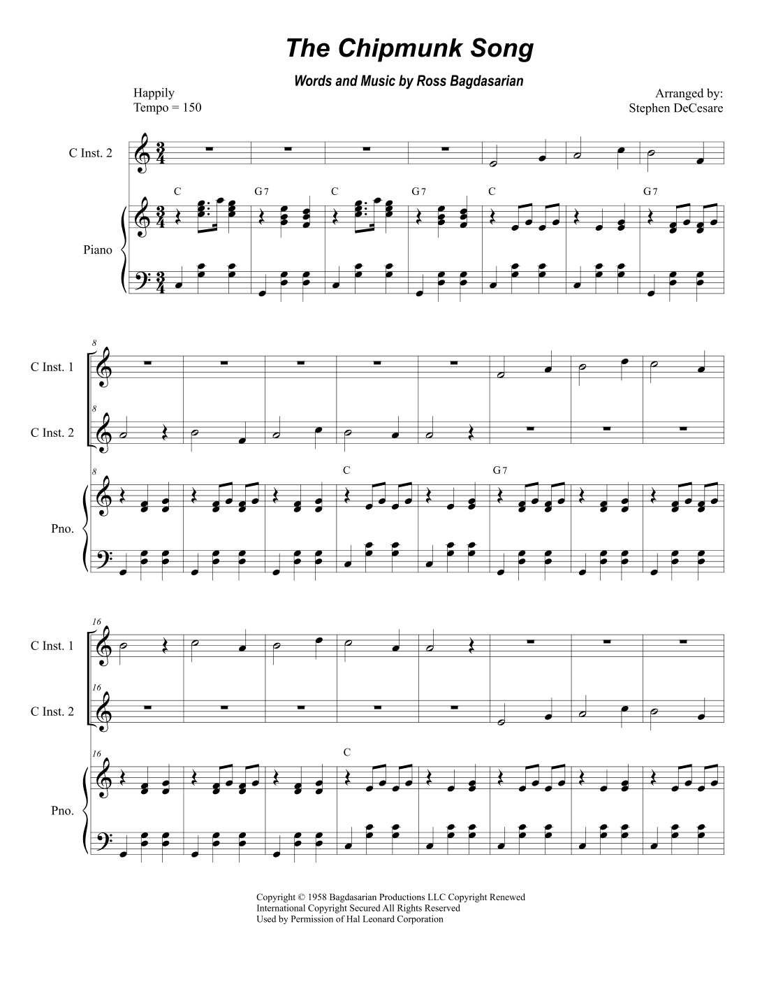 The Chipmunk Song (arr. Stephen DeCesare)