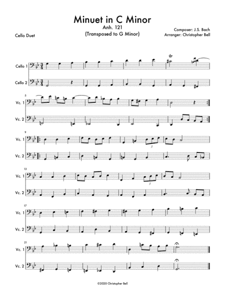 Minuet in C Minor, Anh 121 (arr. Christopher Bell)