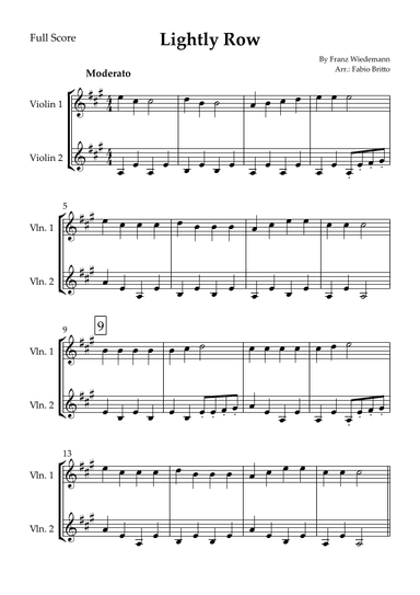 Lightly Row for Violin Duo (arr. Fabio Britto)
