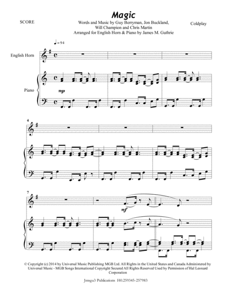 Magic (arr. James M. Guthrie, ASCAP)