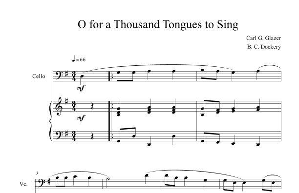 O for a Thousand Tongues to Sing (Cello Solo with Piano) (arr. B. C. Dockery)