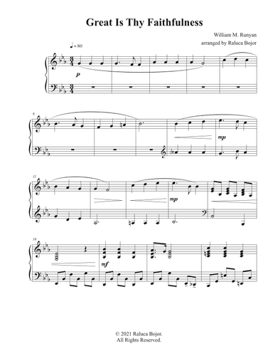 Great Is Thy Faithfulness (advanced piano arrangement) (arr. Raluca Bojor)