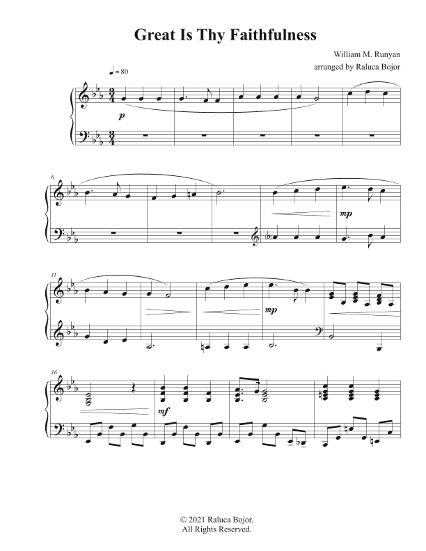 Great Is Thy Faithfulness (advanced piano arrangement) (arr. Raluca Bojor)