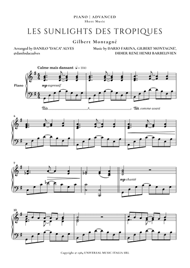Les Sunlights Des Tropiques (arr. Danilo "Daca" Alves)
