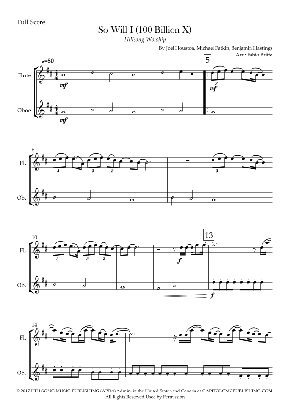 So Will I (100 Billion X) (arr. Fabio Britto)