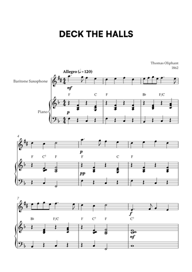 Deck the Halls (for Baritone Sax and Piano) (arr. Cadenza Editions)