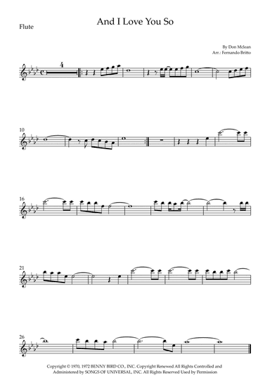 And I Love You So (arr. Fernando Britto)