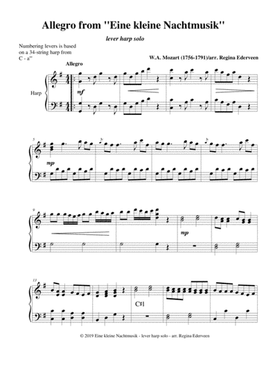 Allegro from ''Eine Kleine Nachtmusik'' (Mozart) - lever harp solo
