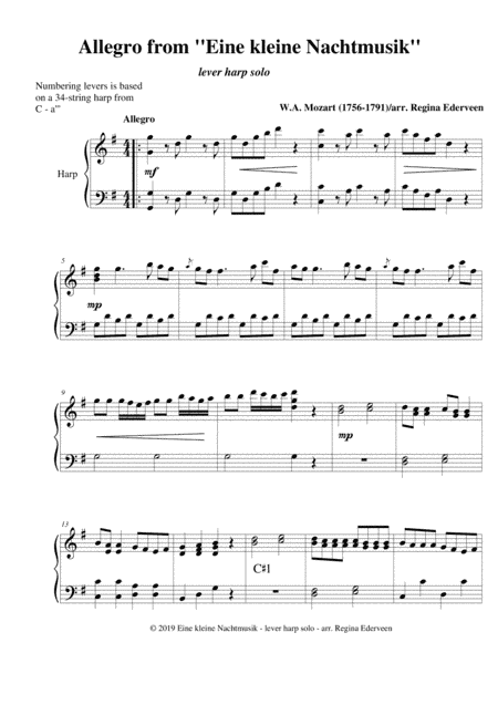 Allegro from ''Eine Kleine Nachtmusik'' (Mozart) - lever harp solo